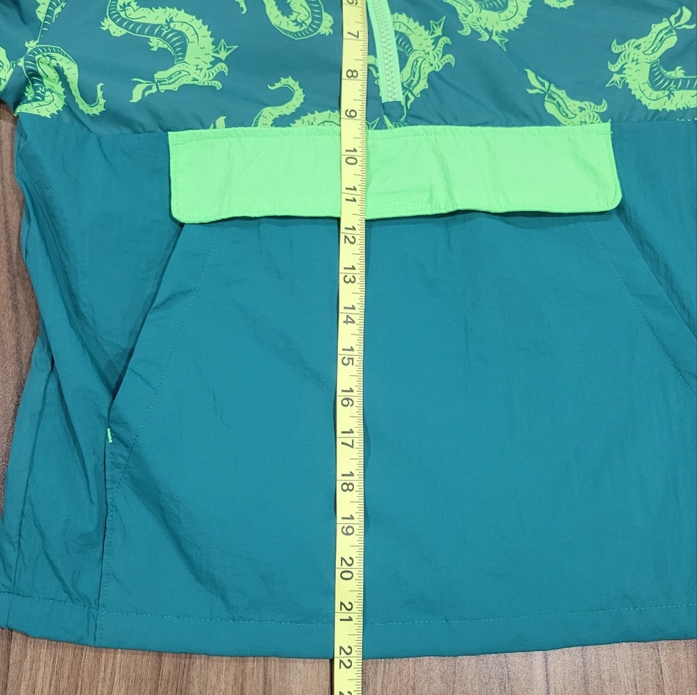 Cat & Jack Windbreak Green Dragon Print 1/2 Ziip Water Resistant Jacket Sz 10/12 - Picture 4 of 7